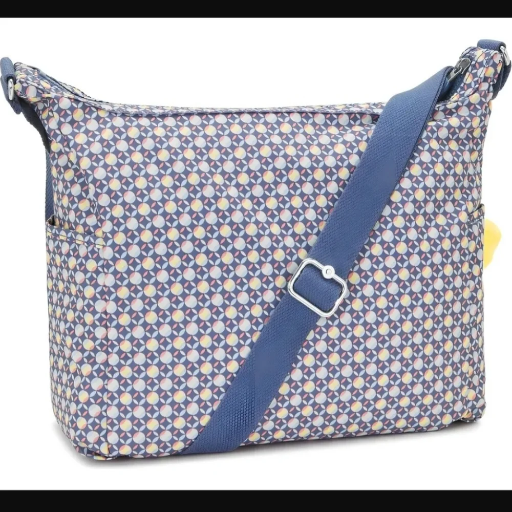 NWT Kipling Alenya Blue Geo Crossbody Shoulder Bag Summer Travel Boho Chic - Picture 3 of 5